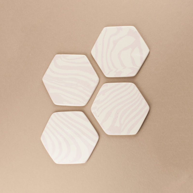 Set of 4 Pink and White Coaster