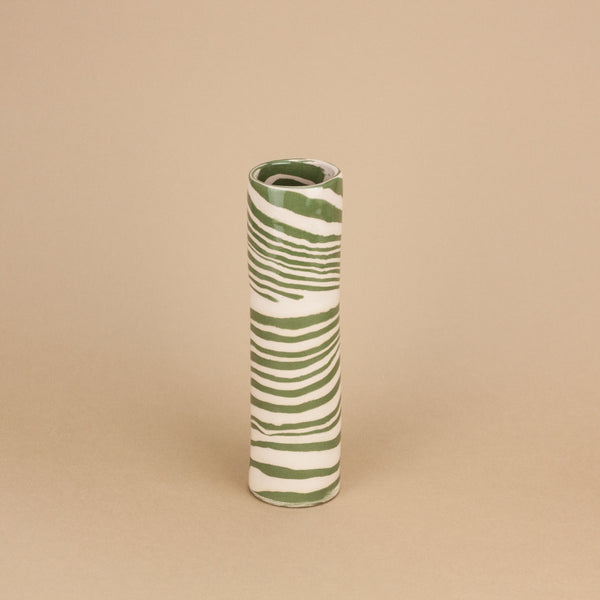 Green & Pink Medium Stem Vase