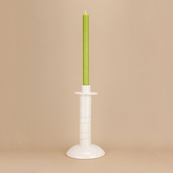 Pink & White Tall Single Stem Candle Holder
