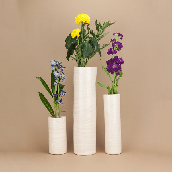 Pink & White Set of 3 Stem Vases