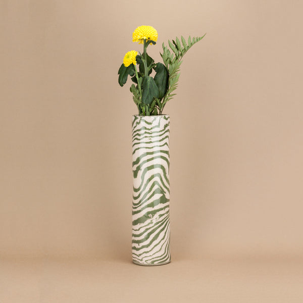 Green & Pink Large Stem Vase