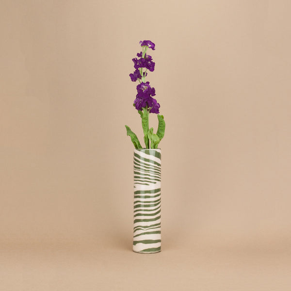 Green & Pink Medium Stem Vase