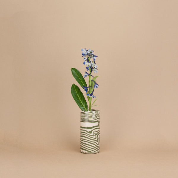 Green & Pink Small Stem Vase