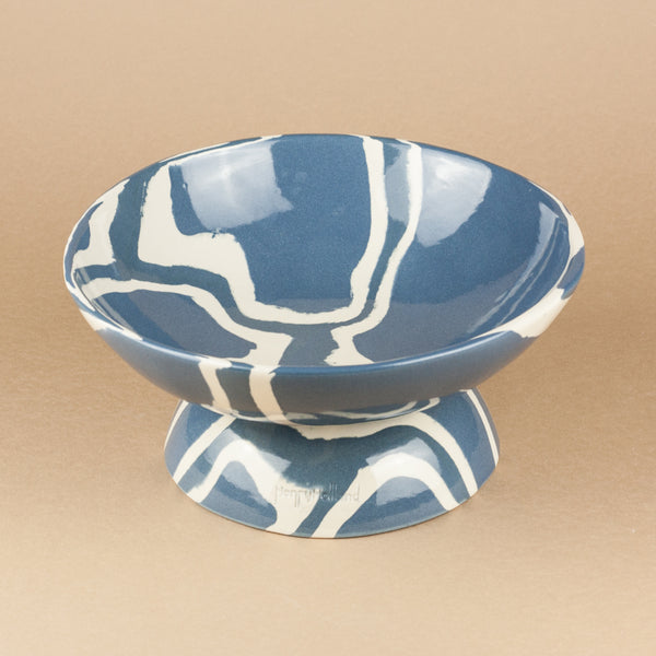 Blue & White Medium Shorty Loopy Chalice Bowl