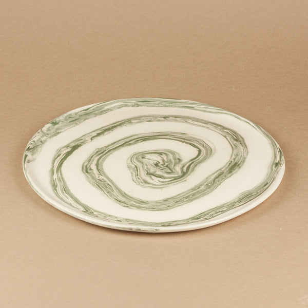Green & White Swirl Dinner Plate