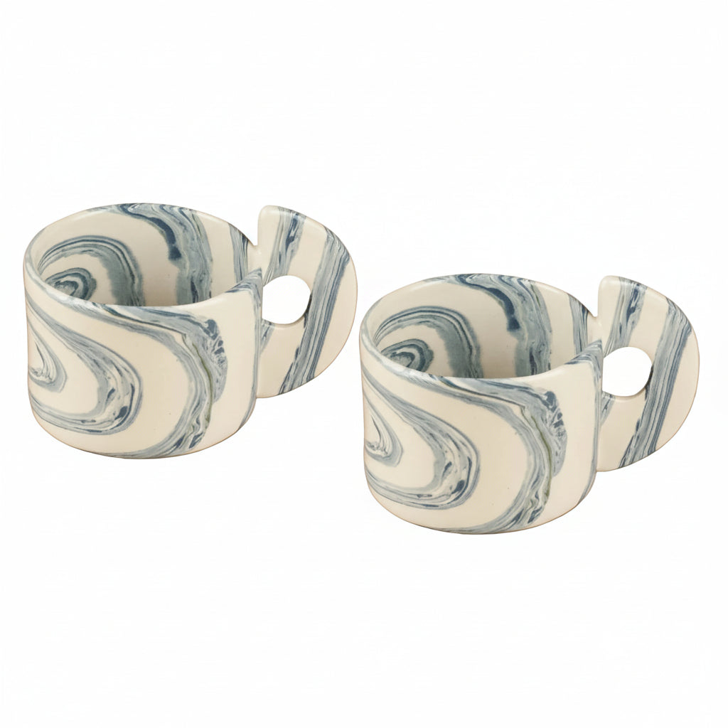 Set of Two Blue & White Swirl Mug