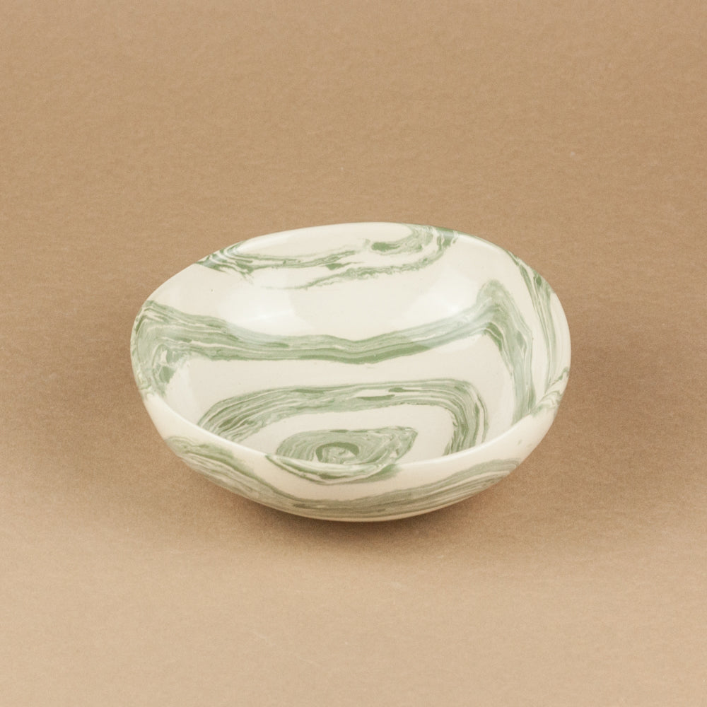 Green & White Swirl Small Bowl