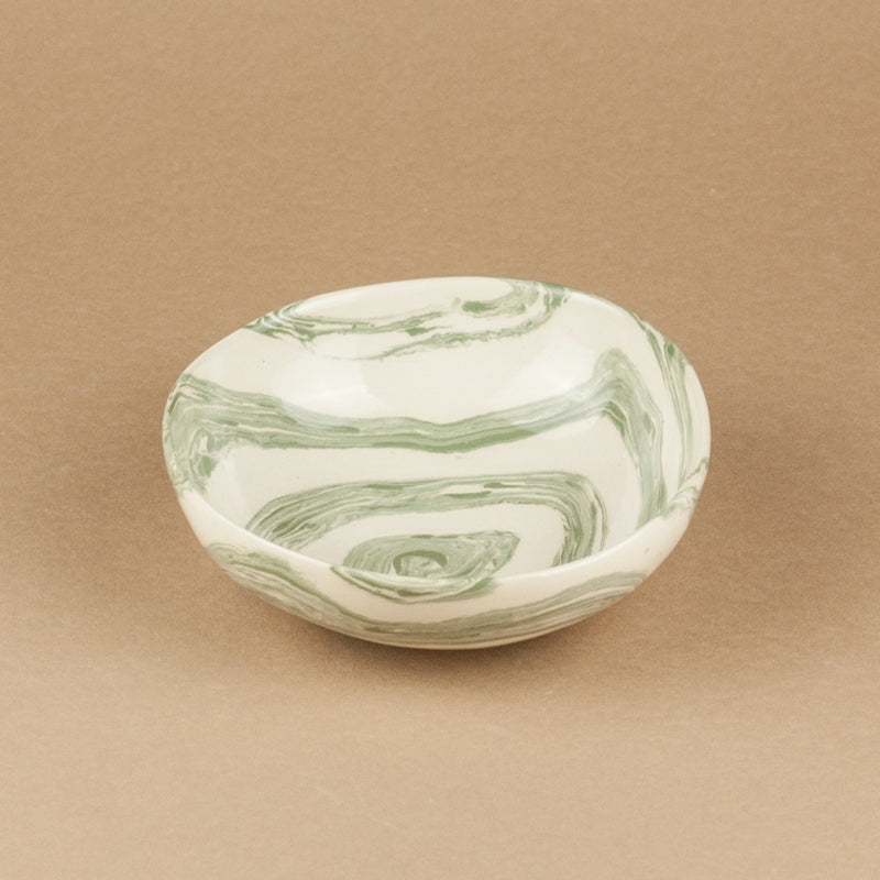 Green & White Swirl Small Bowl