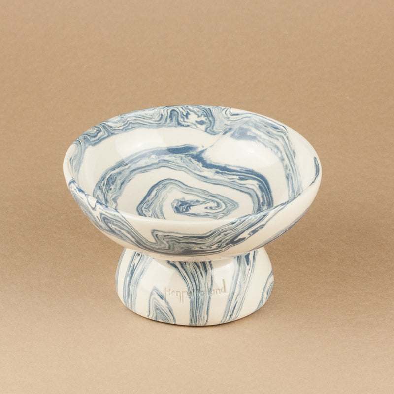 Blue & White Small Shorty Swirl Chalice Bowl