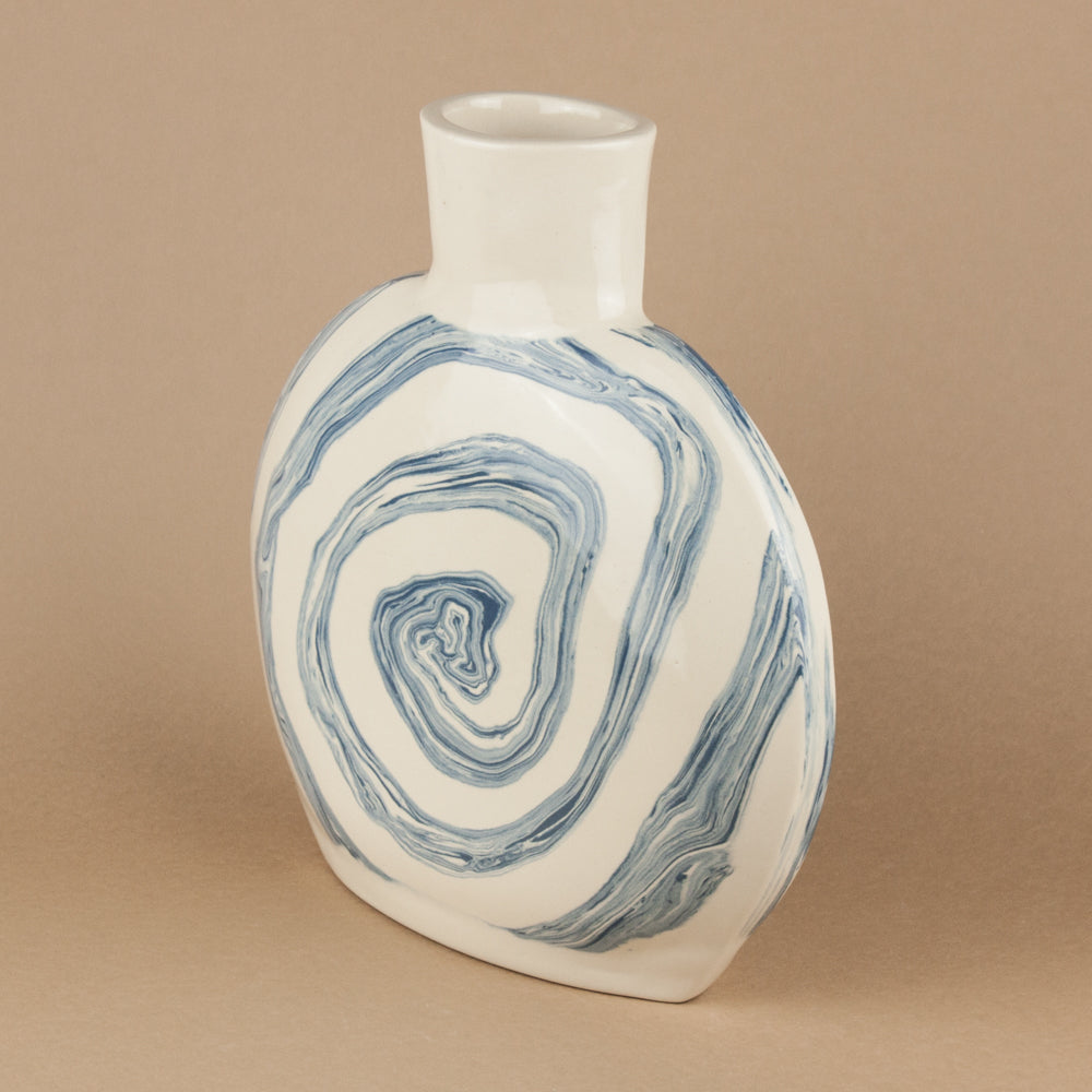 Blue & White Escargot Swirl Vase