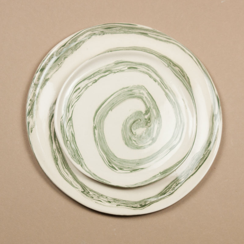 Green & White Swirl Dinner Plate