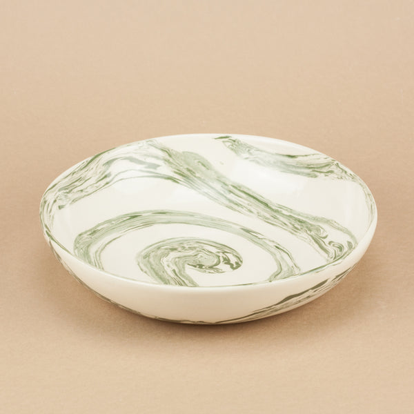 Green & White Swirl Pasta Bowl