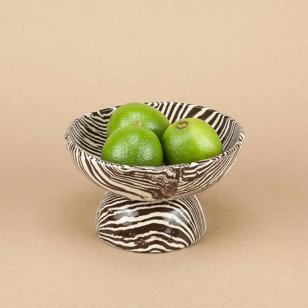 Brown & White Small Shorty Chalice Bowl
