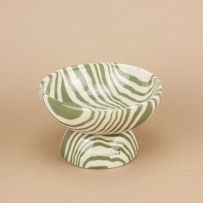 Green & White Small Shorty Chalice Bowl