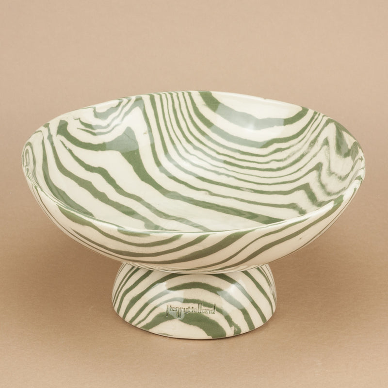 Green & White Extra Large Shorty Chalice Bowl