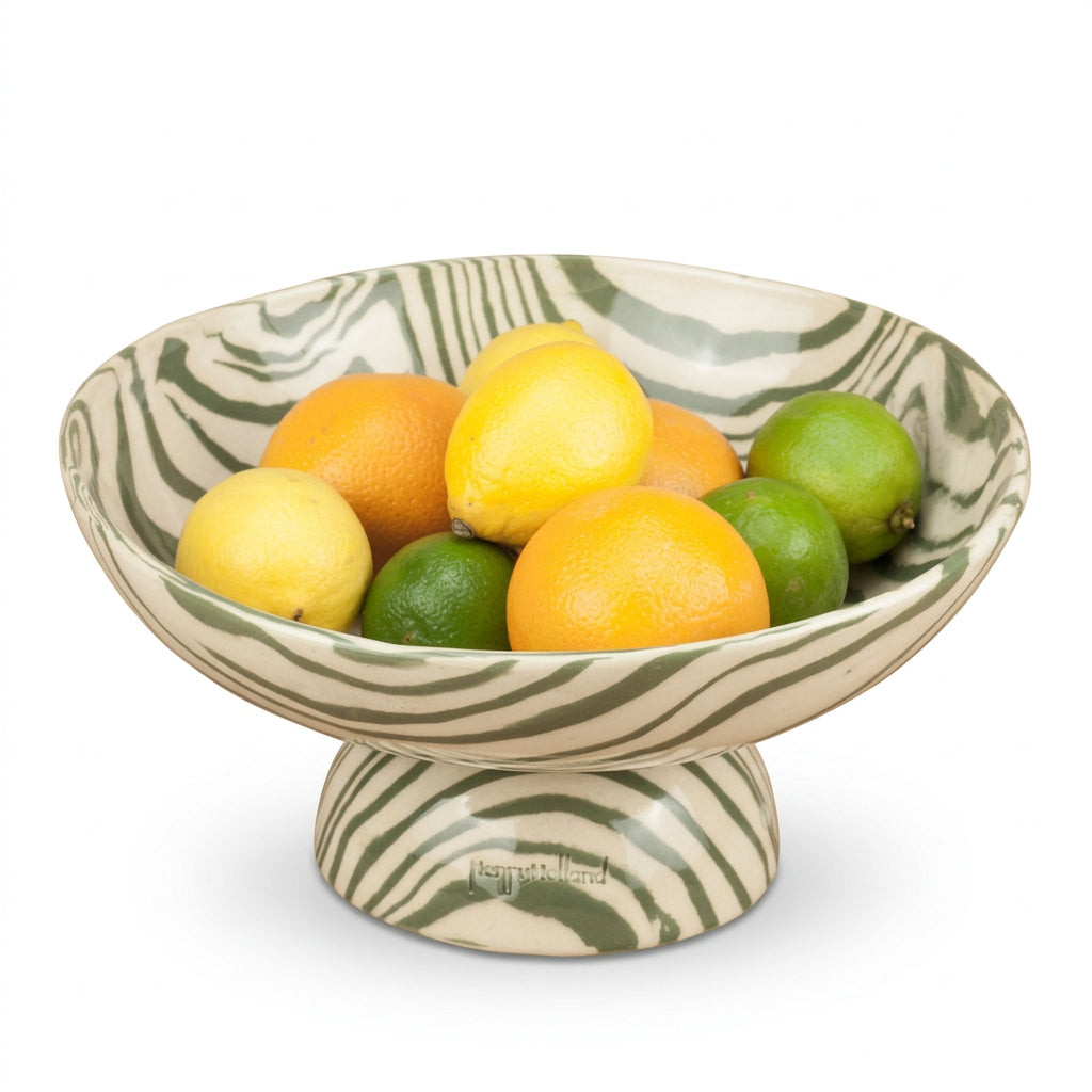 Green & White Extra Large Shorty Chalice Bowl