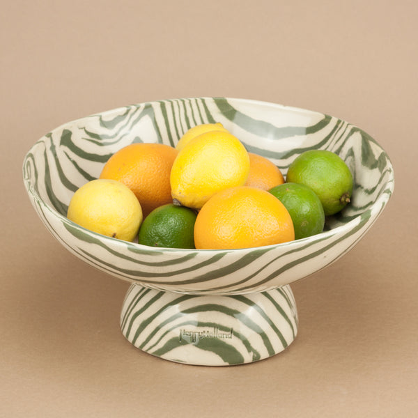 Green & White Extra Large Shorty Chalice Bowl