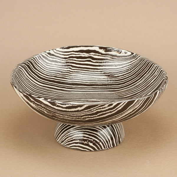 Brown & White Extra Large Shorty Chalice Bowl