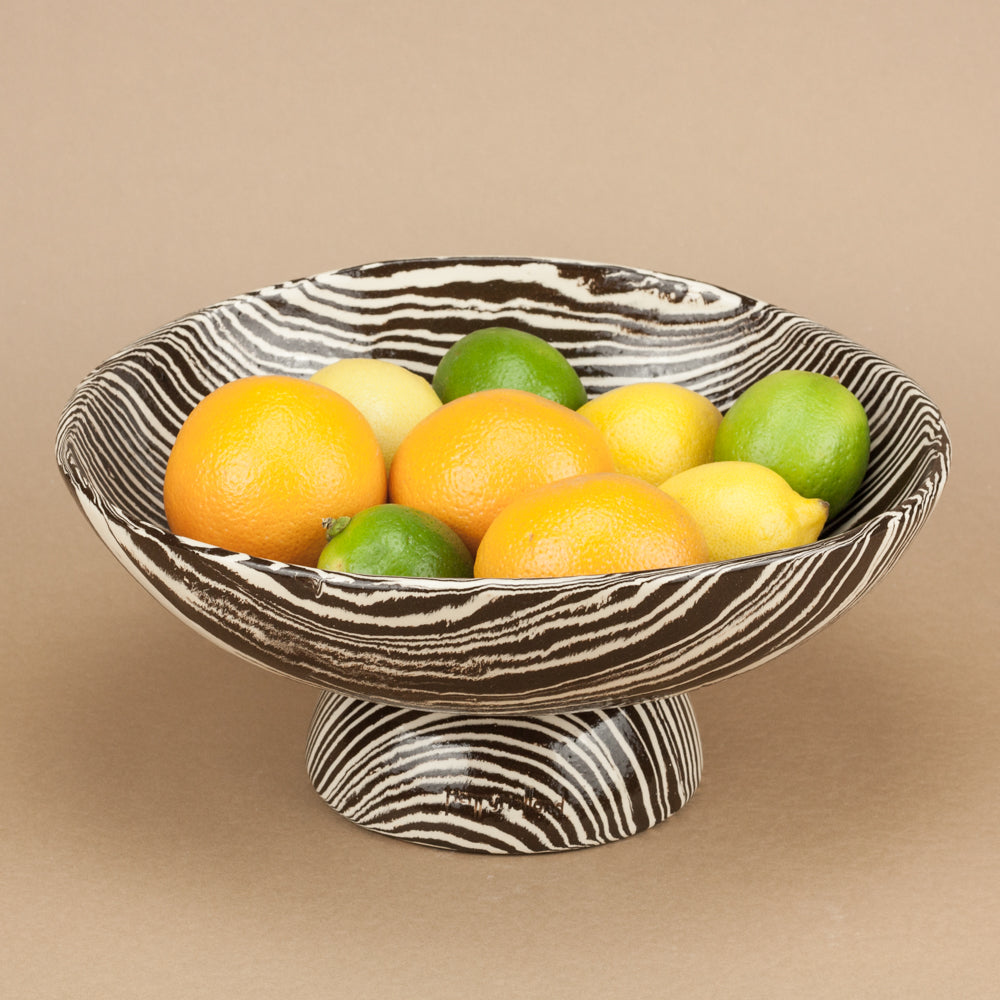 Brown & White Extra Large Shorty Chalice Bowl