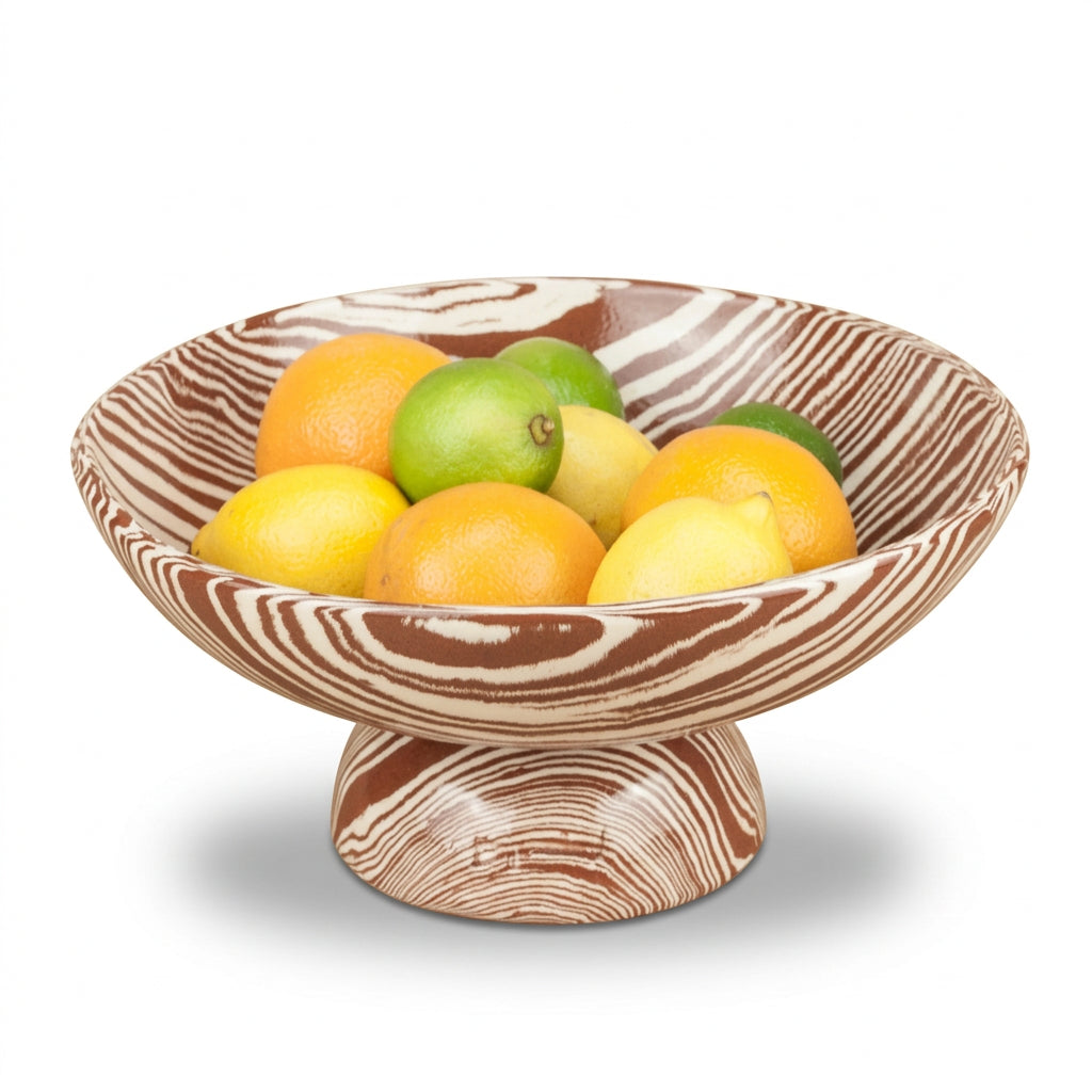 Terracotta & White Extra Large Shorty Chalice Bowl