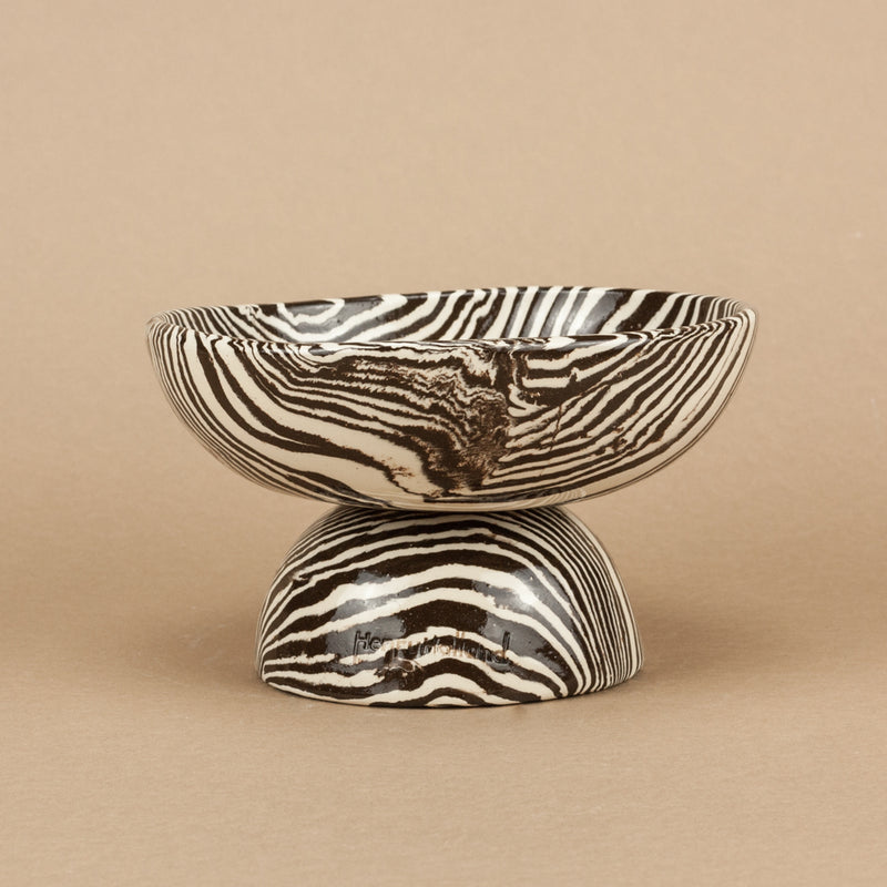 Brown & White Small Shorty Chalice Bowl