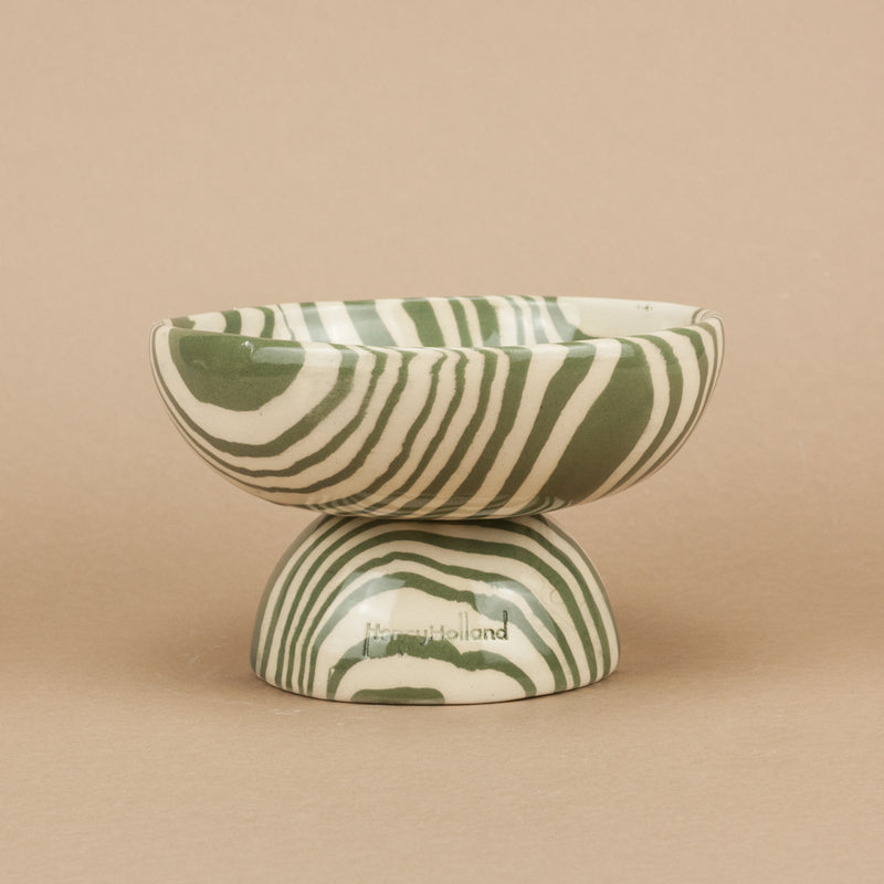 Green & White Small Shorty Chalice Bowl