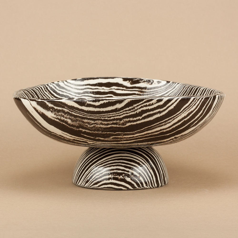 Brown & White Extra Large Shorty Chalice Bowl