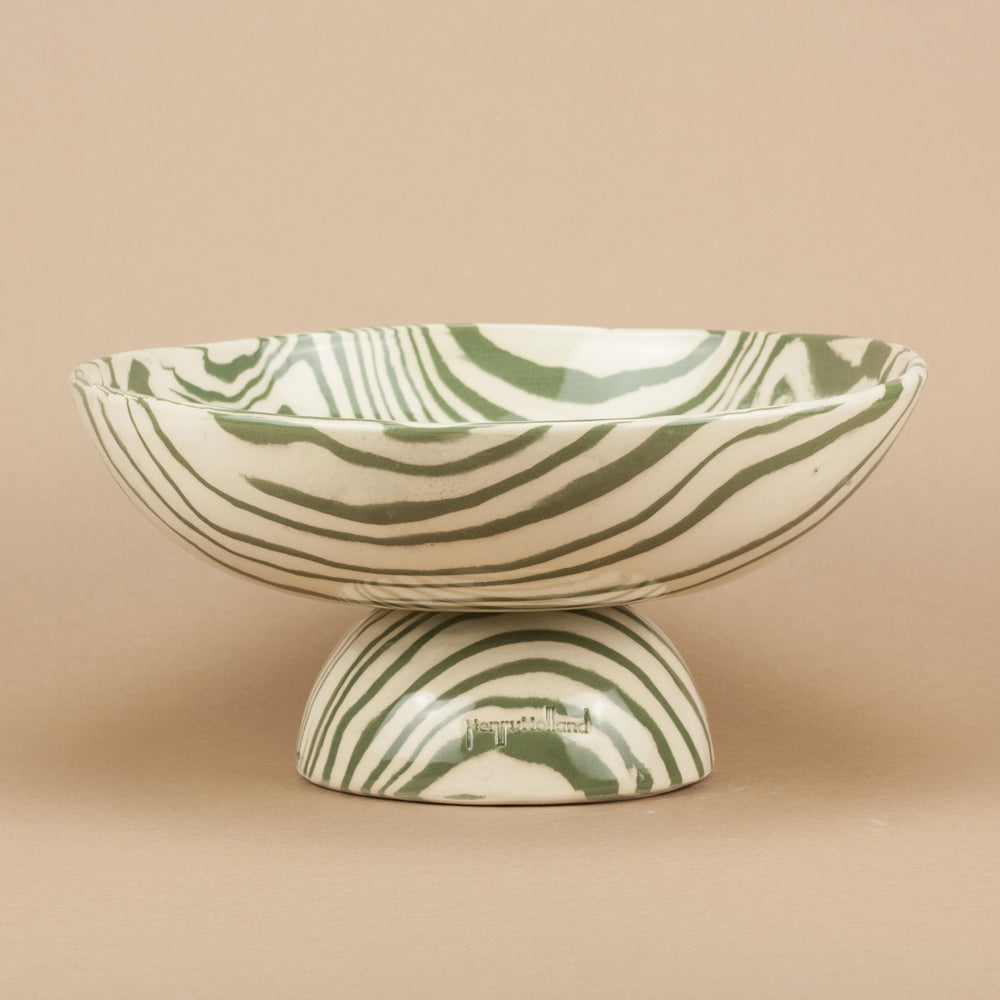 Green & White Extra Large Shorty Chalice Bowl