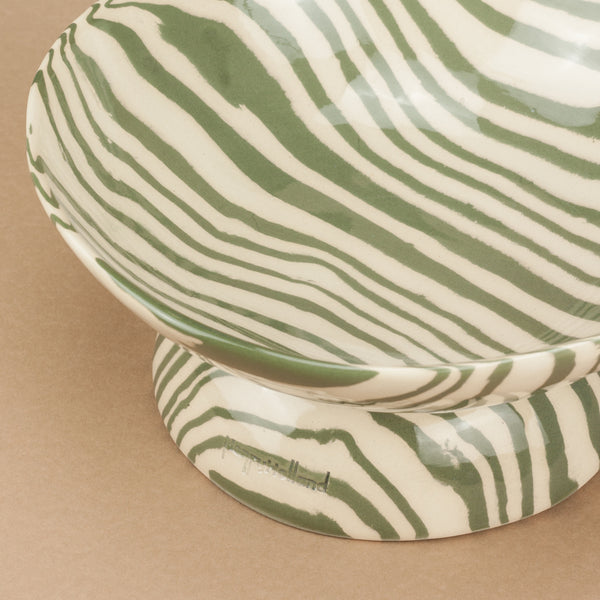 Green & White Medium Shorty Chalice Bowl