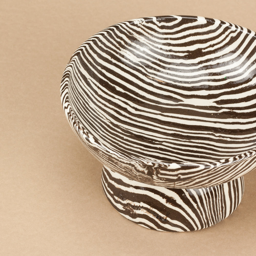 Brown & White Small Shorty Chalice Bowl