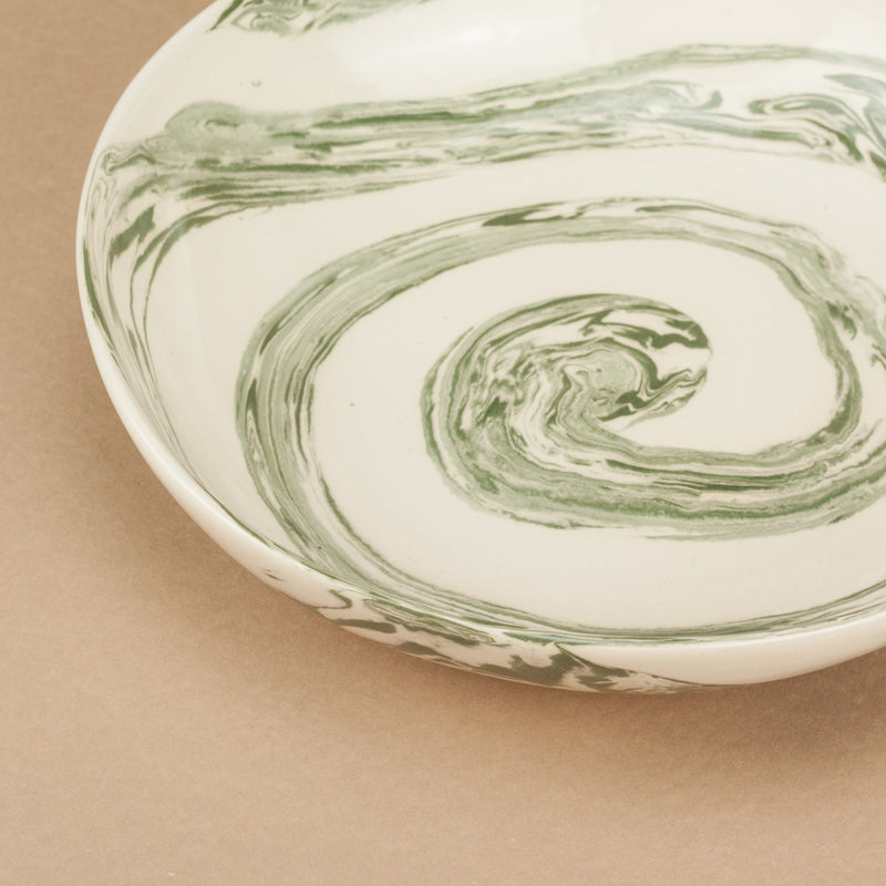 Green & White Swirl Pasta Bowl