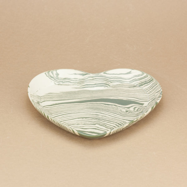 Green and White Large Heart plate