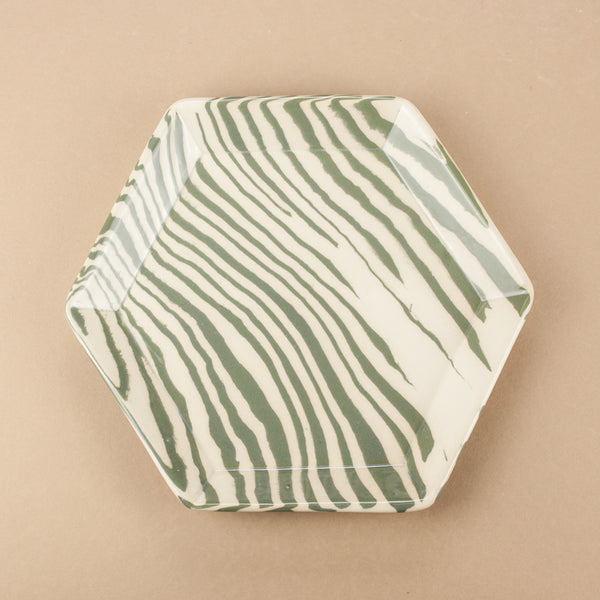 Green & White Hexagon Tapas Plate