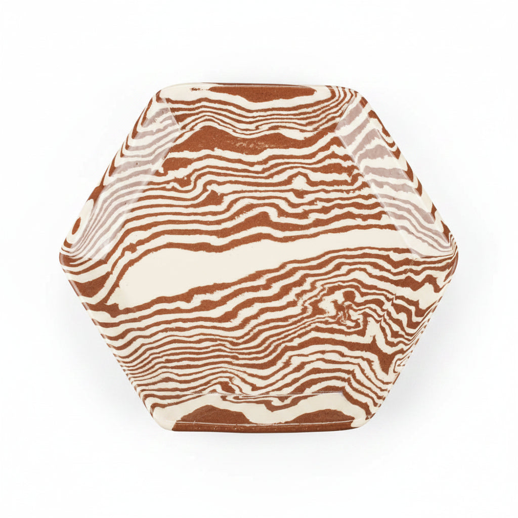 Mix Set of 4 Terracotta & White Marble Tapas Plate