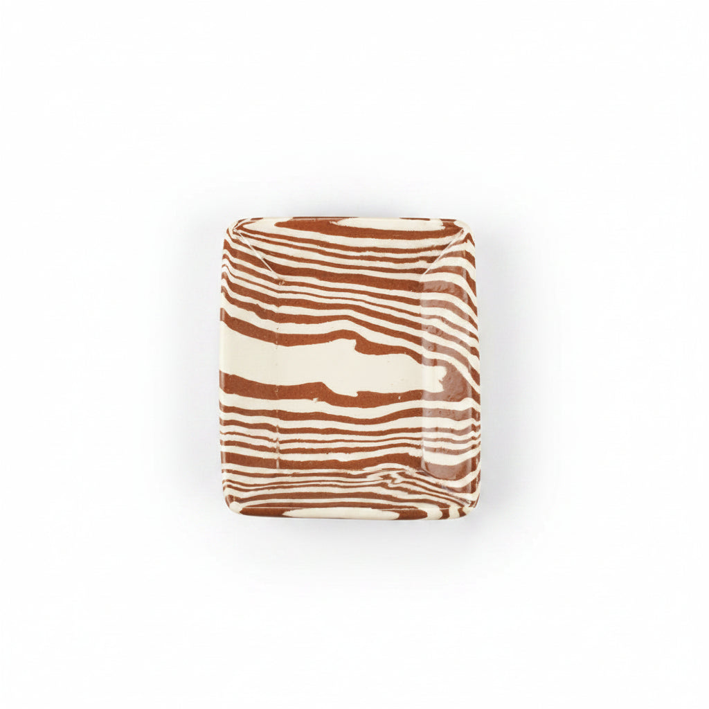 Mix Set of 4 Terracotta & White Marble Tapas Plate