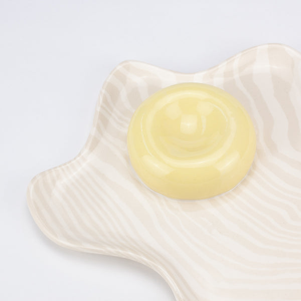 Yellow & White Marble Egg Cup Plate