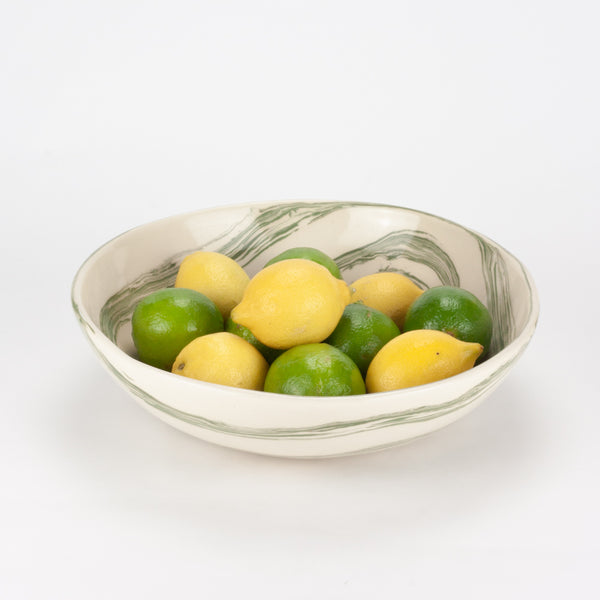 Green & White Swirl Fruit Bowl