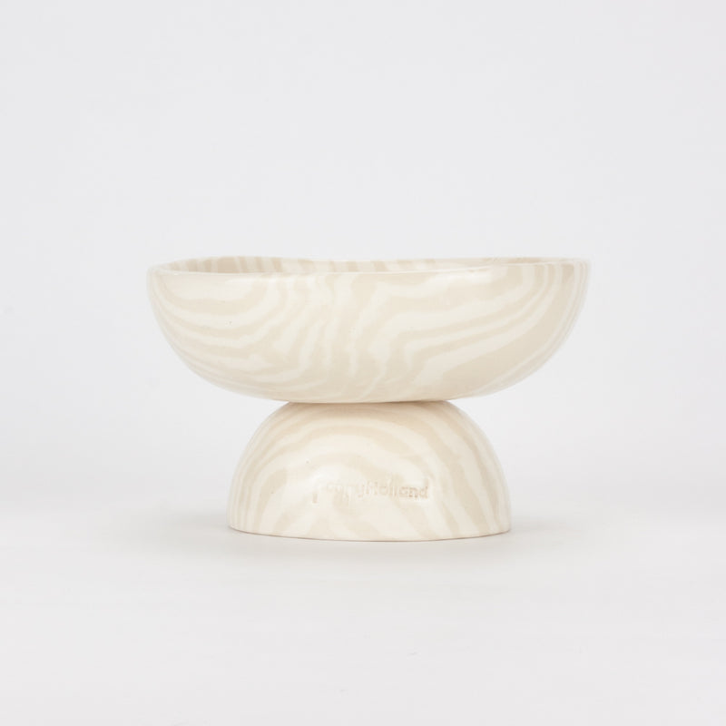 Oatmeal & White Small Shorty Chalice Bowl