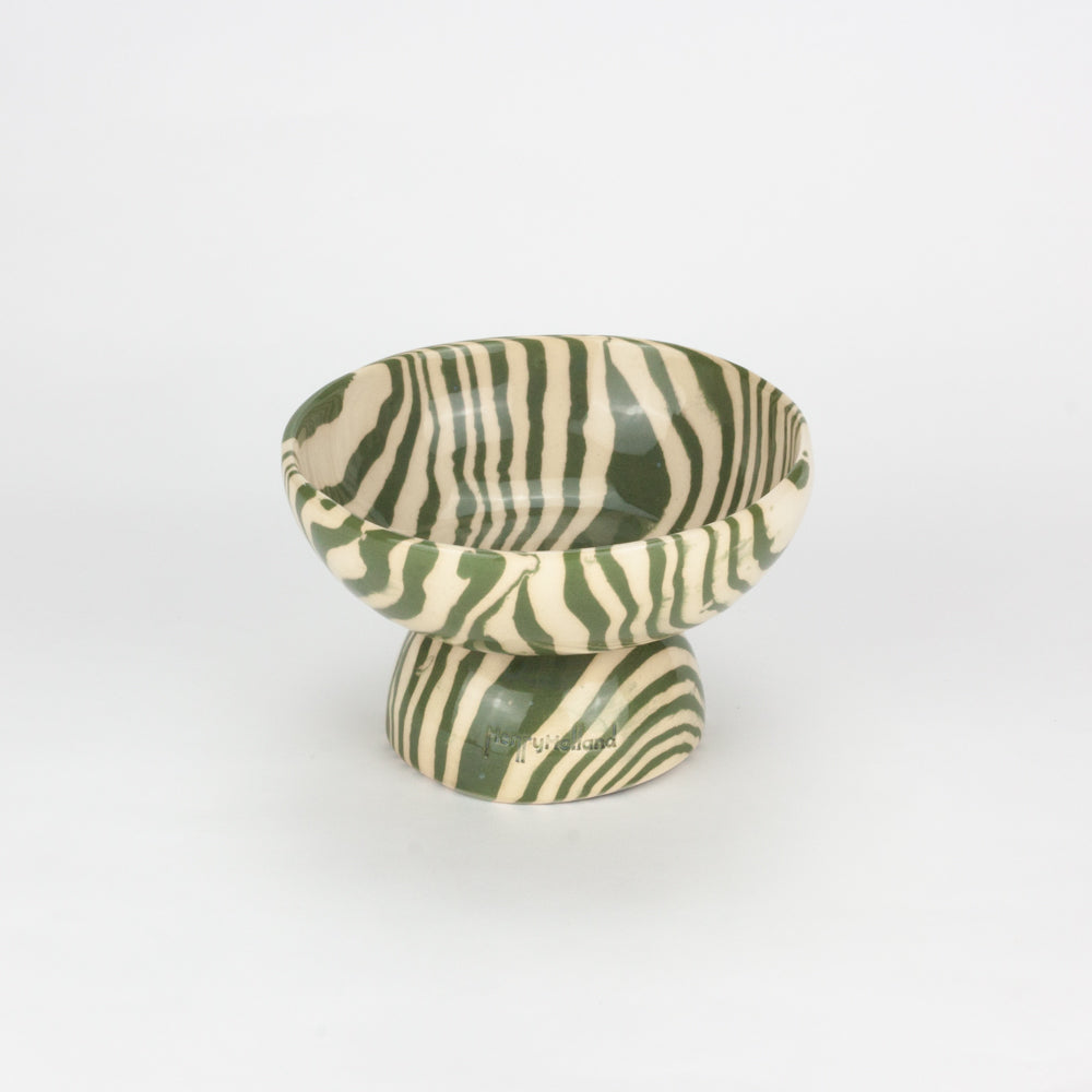 Green & White Small Shorty Chalice Bowl
