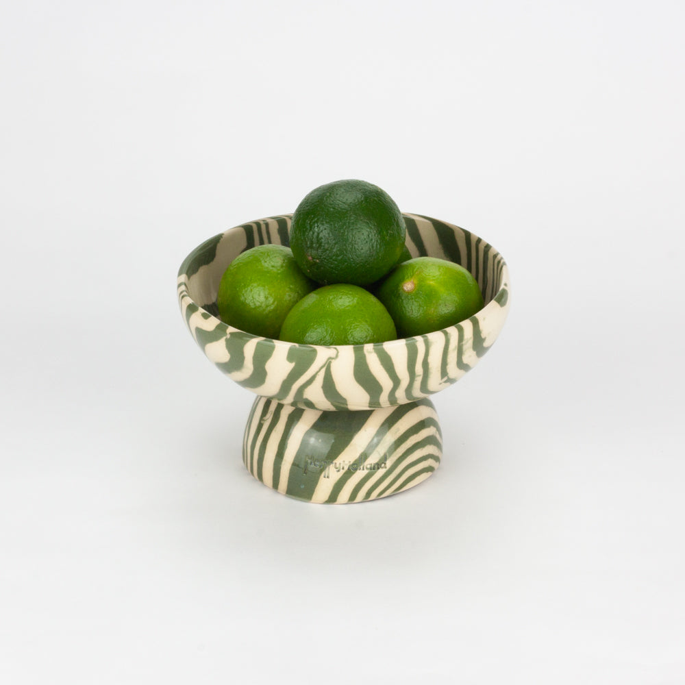 Green & White Small Shorty Chalice Bowl
