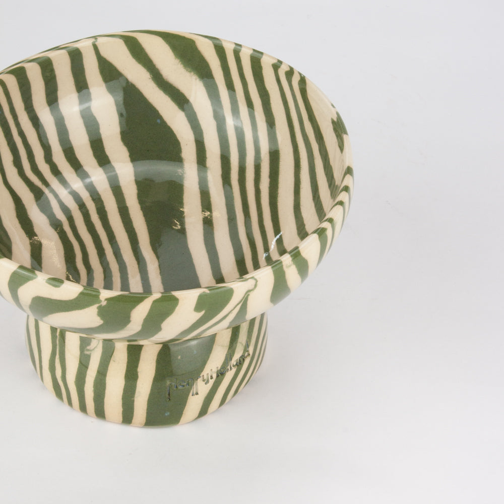 Green & White Small Shorty Chalice Bowl