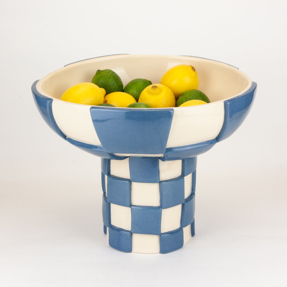 Blue and White Extra Large 3D Checkerboard Chalice