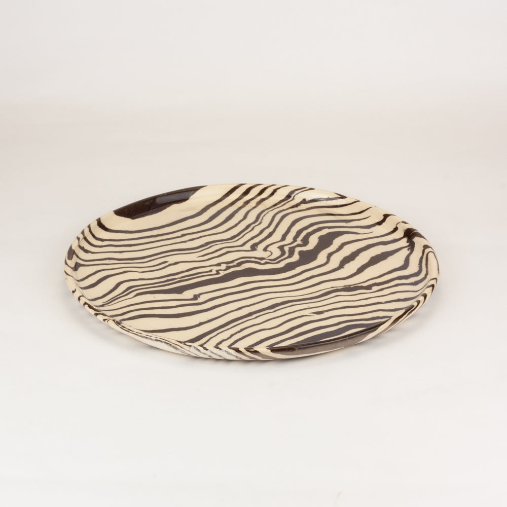 Brown & White Dinner Plate