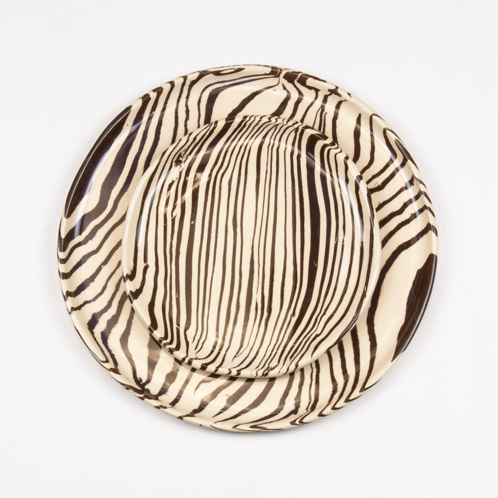 Set of 2 Brown & White Side Plates