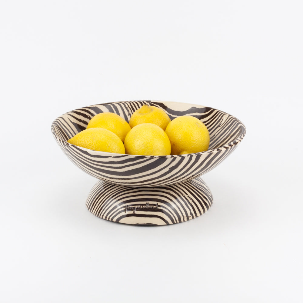 Brown & White Medium Shorty Chalice Bowl