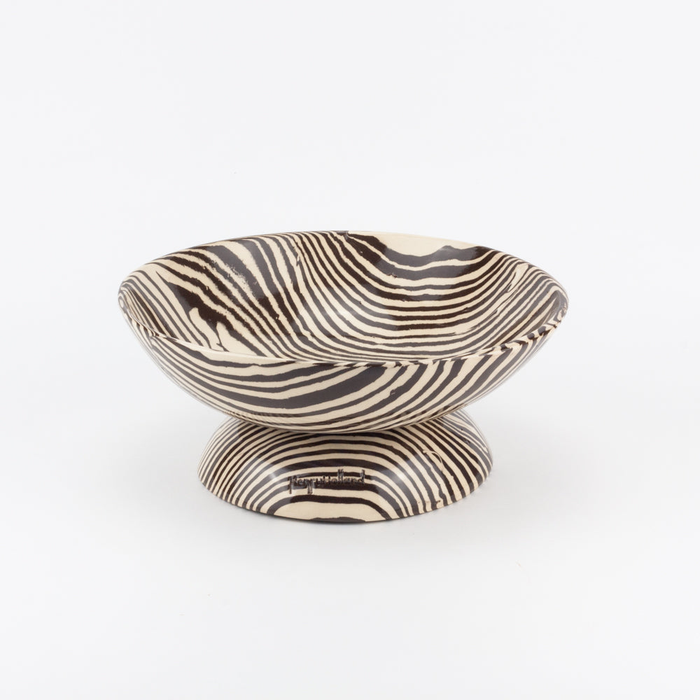 Brown & White Medium Shorty Chalice Bowl