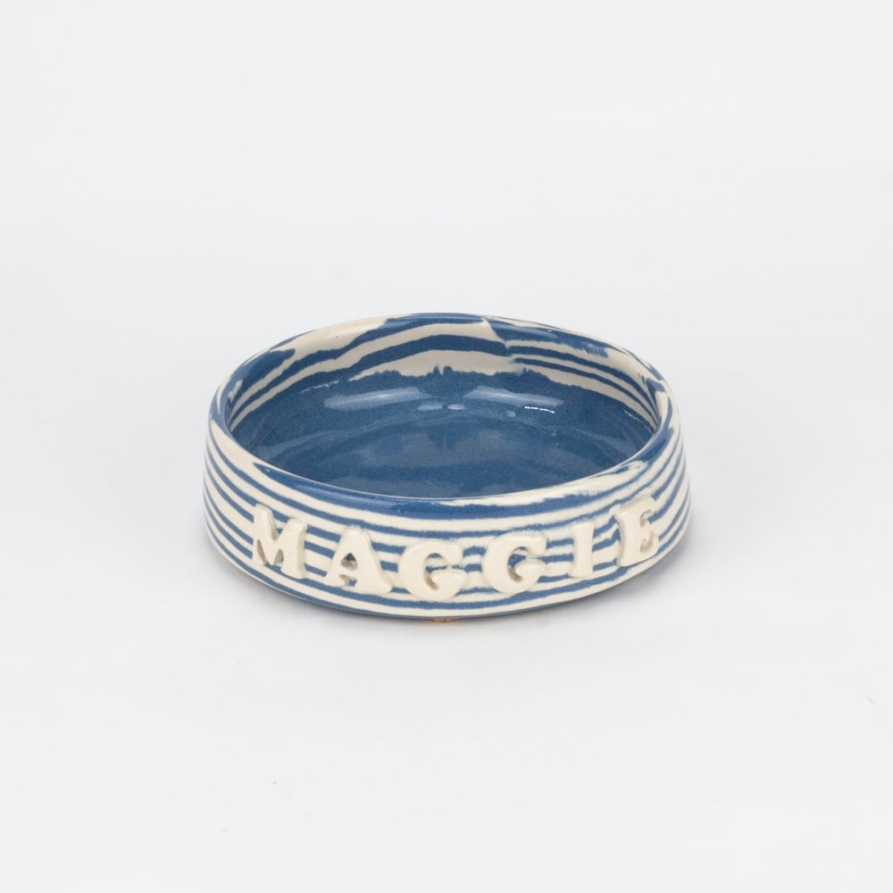 Personalised Blue and White Small Pet Bowl