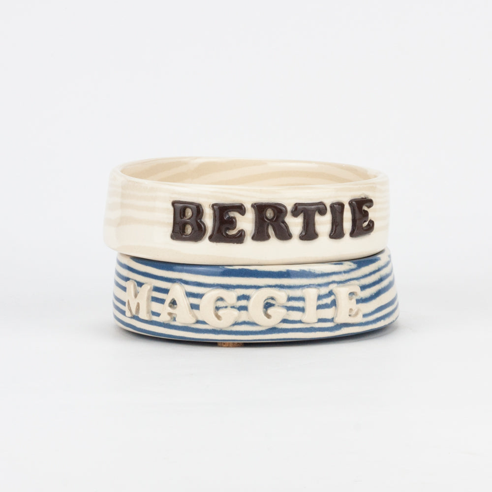 Personalised Blue and White Small Pet Bowl