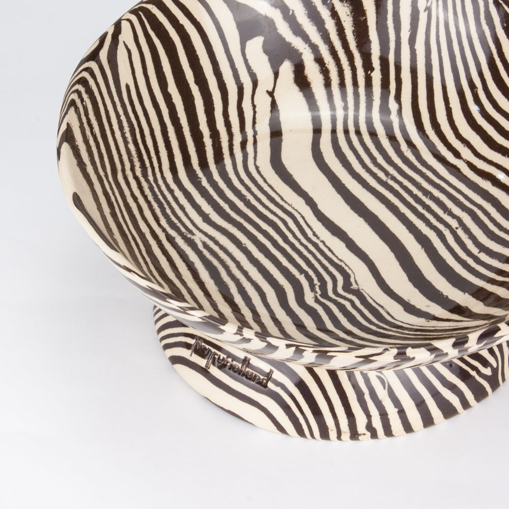 Brown & White Medium Shorty Chalice Bowl