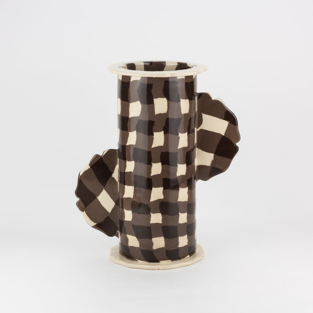 Brown & White Gingham Eton Vase
